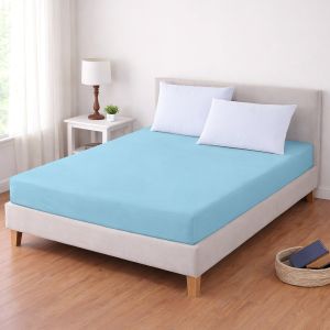 Luxusní napínací mako-jersey prostěradlo s lycrou DELUXE Collection 180x200cm / 30cm elastické, světle modré