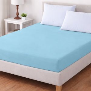 Luxusní napínací mako-jersey prostěradlo s lycrou DELUXE Collection 180x200cm / 30cm elastické, světle modré