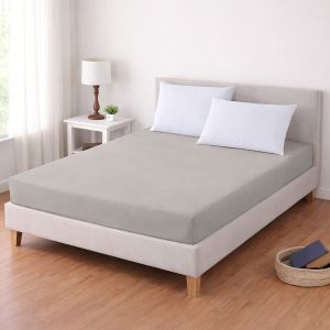 Luxusní napínací mako-jersey prostěradlo s lycrou DELUXE Collection 90x200cm / 30cm elastické, světle šedé