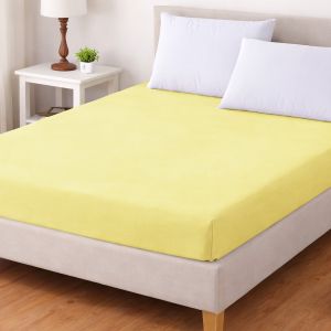 Luxusní napínací mako-jersey prostěradlo s lycrou DELUXE Collection 180x200cm / 30cm elastické, světle žluté