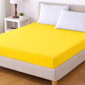 Luxusní napínací mako-jersey prostěradlo s lycrou DELUXE Collection 180x200cm / 30cm elastické, sytě žluté