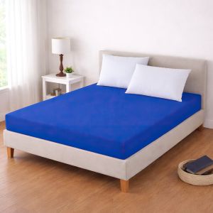 Luxusní napínací mako-jersey prostěradlo s lycrou DELUXE Collection 180x200cm / 30cm elastické, tmavě modré