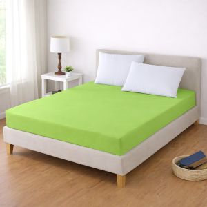Luxusní napínací mako-jersey prostěradlo s lycrou DELUXE Collection 180x200cm / 30cm elastické, zelené kiwi