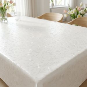Luxusní ubrus PVC s textilním podkladem  PEARL ZG-7161A, květinový damaškový vzor, bílá, š.140cm (metráž)