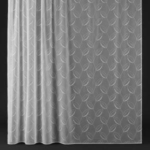 Organzová záclona 542/601, vyšívaný vzor listů, s olůvkem, bílá (více výšek, v metráži)