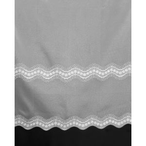 Organzová záclona 655/601 vyšívaná vlnka s květy, s bordurou, bílá, výška 160cm ( v metráži)