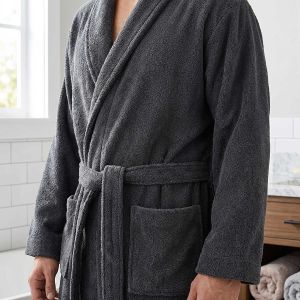 Župan FROTÉ 4825/048 černý, bavlněné froté, 330 g/m², pánský (více velikostí)