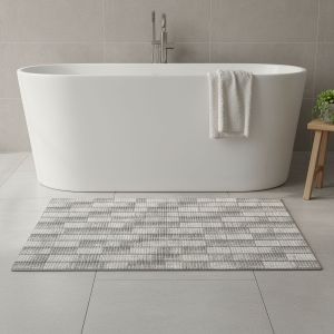 Pěnová předložka PVC AQUAMAT 443-3, dřevěná podlaha šedá, šíře 65cm (metráž)