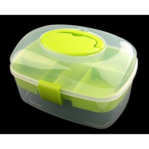 Plastový box / kufřík na šití 780629, patrový, transparentní, zelený 27 x 20 x 16cm