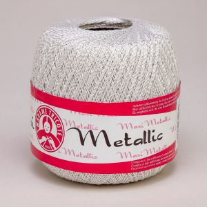 Pletací / háčkovací příze Madame Tricote paris MAXI METALLIC 1003 bílá, stříbrný lurex, 100g/565m