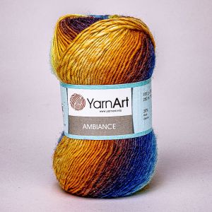 Pletací příze YarnArt AMBIANCE 157 hnědo-oranžovo-modrá, melírovaná, 100g/250m
