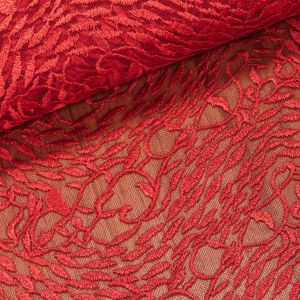 Šatovka / krajka B37765 elastická, červená, š.125cm (látka v metráži)