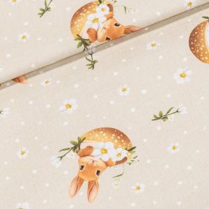 Směsové plátno 513032/6166 VELIKONOCE, zajíčci na béžové, š.140cm (látka v metráži)