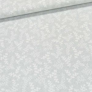 Směsové plátno REMI A 148 SILVER, žakarový vzor větviček na šedé, š.140cm (látka v metráži)