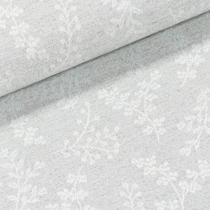 Směsové plátno REMI A 148 SILVER, žakarový vzor větviček na šedé, š.140cm (látka v metráži)