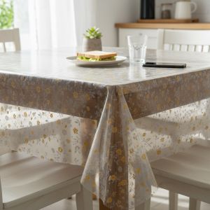 Ubrus PVC průhledný, žluté květinky, KRISTAL