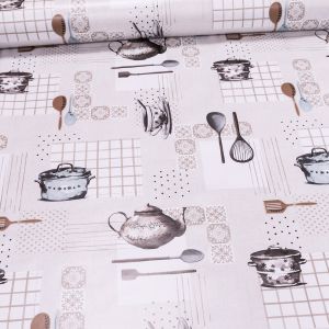 Ubrus PVC s textilním podkladem 1222-2 FANTASTIK, kuchyně šedá, š.140cm (metráž)