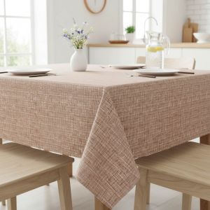 Ubrus PVC s textilním podkladem 1228-3, hnědý káro-melír, š.140cm (metráž)