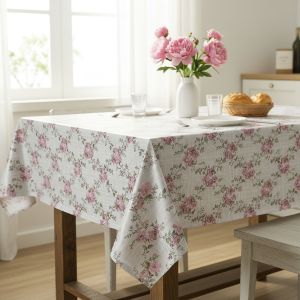 Ubrus PVC s textilním podkladem 1243-1, pivoňky růžové, š.140cm (metráž)