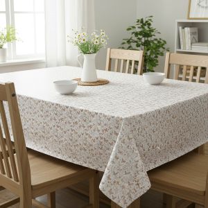 Ubrus PVC s textilním podkladem 1784-03, motýlci hnědí na bílém, š.140cm (metráž)