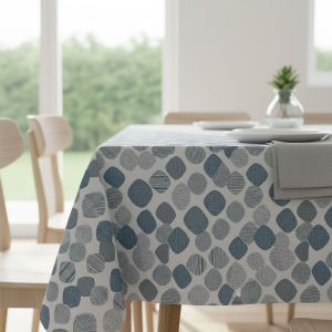 Ubrus PVC s textilním podkladem 182.5, šedo-modré oválky, š.140cm (metráž)