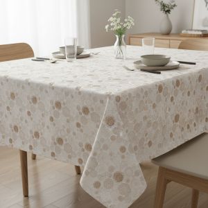 Ubrus PVC s textilním podkladem 7745920, béžové háčkované mandaly, š.140cm (metráž)