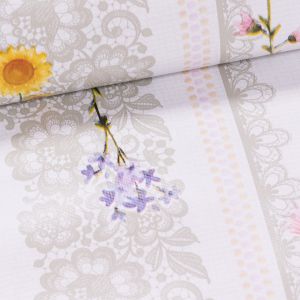 Ubrus PVC s textilním podkladem C142-2 COLIBRI, mozartovy květiny zelené, š.140cm (metráž)