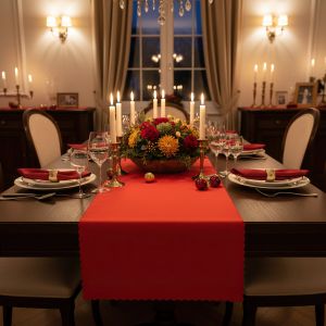 Ubrusovina / štola teflonová úprava, 0399, jednobarevná červená, š.38cm (metráž)