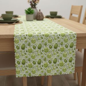 Ubrusovina / štola teflonová úprava, VELIKONOCE, zelené kraslice, š.38cm (metráž)