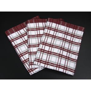Kuchyňské utěrky EGYPTSKÁ BAVLNA 06, vínovo-bílé káro, 3 kusy, 50x70cm
