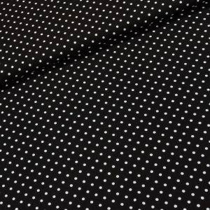 Viskózový úplet N19246/69, bílý puntík na černé, š.147cm (látka v metráži)