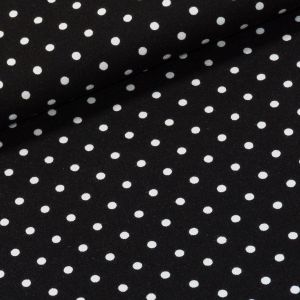 Viskózový úplet N19246/69, bílý puntík na černé, š.147cm (látka v metráži)