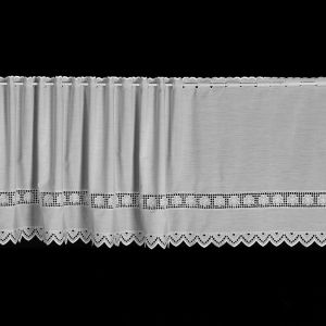Vitrážová záclona, bavlněný batist 3812 vyšívaná kytička s bordurou, bílá (více výšek, v metráži)