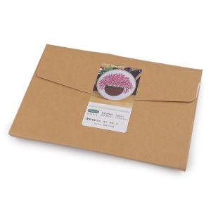 Vyšívací dárková sada s předtištěným motivem 940151/1, růžové květy (předtisk, jehly a příze), 15x22cm