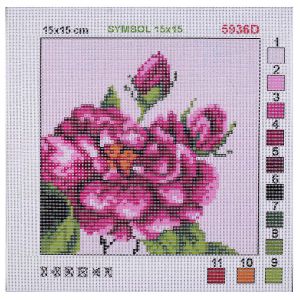 Vyšívací předloha, obrázek na vyšívání 020860/1, fialová šípková růže, 15x15cm