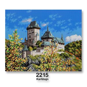 Vyšívací předloha, obrázek na vyšívání 70242/2215, hrad Karlštejn, modrá, 40x50cm