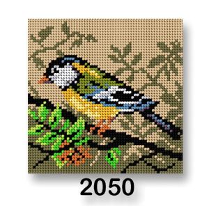 Vyšívací předloha, obrázek na vyšívání 70244/2050, ptáček 2, béžová, 15x15cm