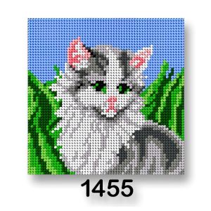 Vyšívací předloha, obrázek na vyšívání 70246/1455, kočka 1, šedo-zelená, 18x24cm