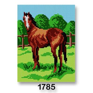 Vyšívací předloha, obrázek na vyšívání 70246/1785, kůň na louce, zelená, 18x24cm