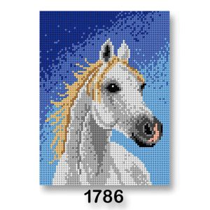Vyšívací předloha, obrázek na vyšívání 70246/1786, kůň 1, modrá, 18x24cm