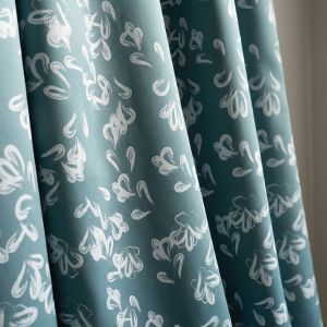 Zatemňovací / termoizolační závěs, blackout 10182-4, bílý vzor, petrolejová, šířka 150cm (látka v metráži)