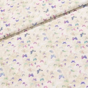 Bavlněné plátno 21 PURPURA, fialoví motýlci, š.150cm (látka v metráži)