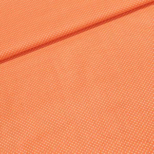 Bavlněné plátno POLO bílý puntík na oranžové, š.140cm (látka v metráži)