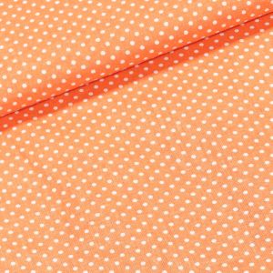 Bavlněné plátno POLO bílý puntík na oranžové, š.140cm (látka v metráži)