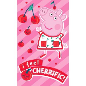 Dětský froté ručník PRASÁTKO PEPINA (PEPPA) JAKO TŘEŠNIČKA, sytě růžový, 30x50cm