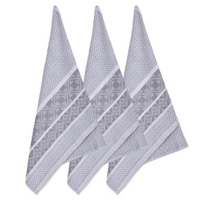 Kuchyňské utěrky EGYPTSKÁ BAVLNA ELEGANT GREY, šedá bordura, 3 kusy, 50x70cm