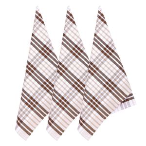 Kuchyňské utěrky EGYPTSKÁ BAVLNA TOSCANA BEIGE, béžové káro, 3 kusy, 50x70cm
