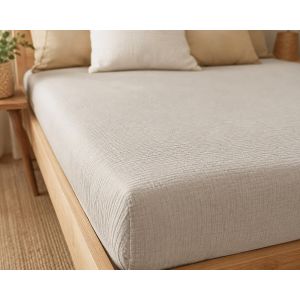 Mušelínové napínací prostěradlo UNI kapučíno, 100% bavlna, s gumou, 90x200cm, na matrace do 20 cm