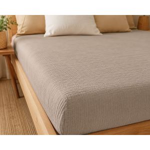 Mušelínové napínací prostěradlo UNI oříškové, 100% bavlna, s gumou, 90x200cm, na matrace do 20 cm