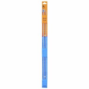 Pletací jehlice PONY, hliníkové, rovné, 2 kusy, délka 35cm, velikost 3mm